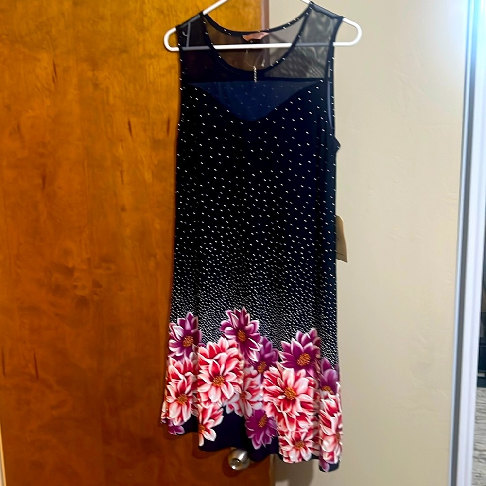 Blue with pink flowers dress